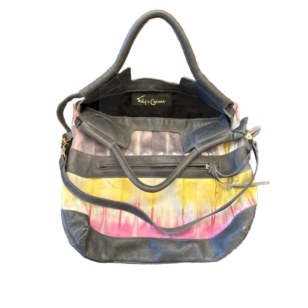 FOLEY + CORINNA MidCity Tote Crossbody Satchel Bag Purse Gray Pink White Tie Dye
